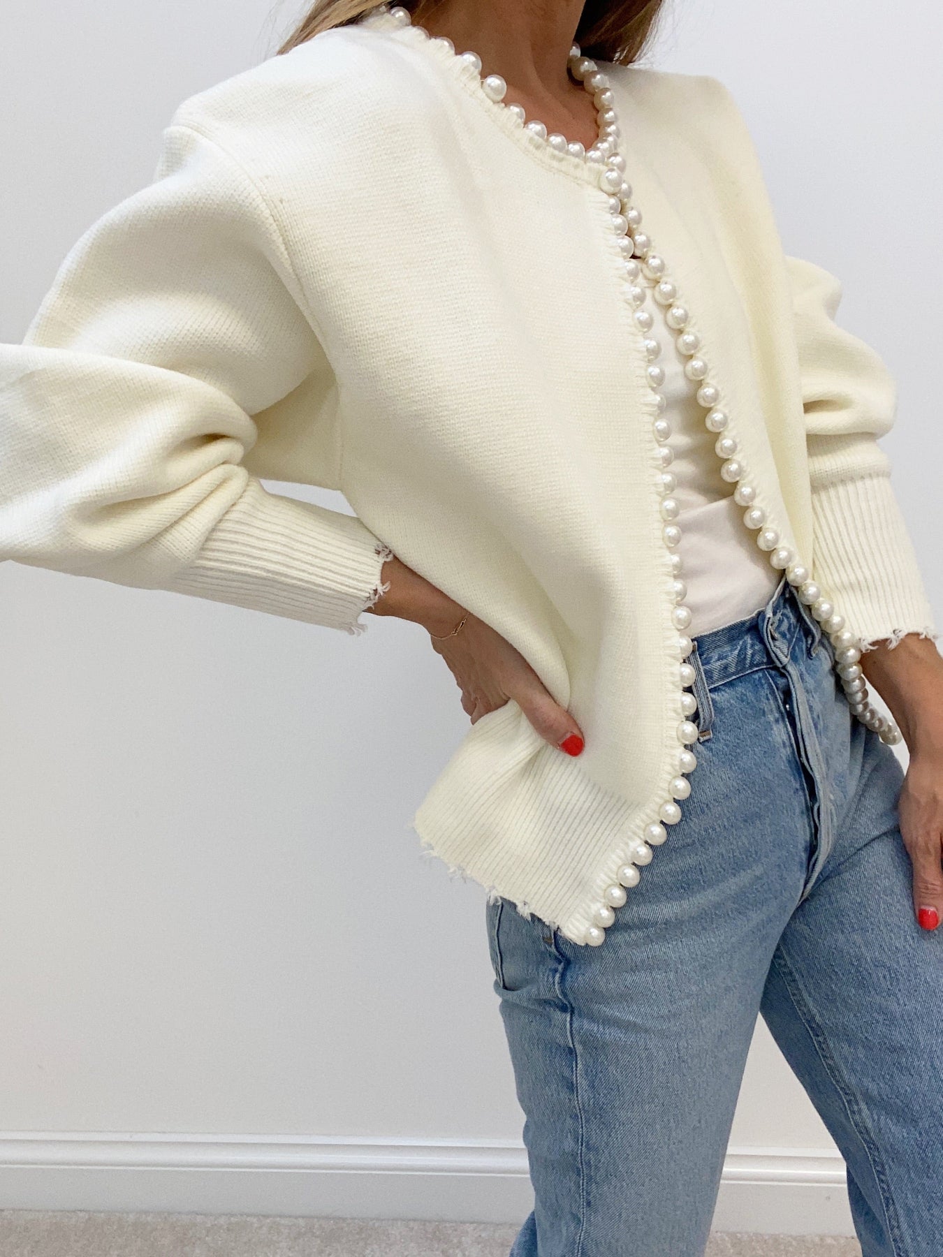 Cardigan avec Perles | Coupe Ample | Élégance Décontractée