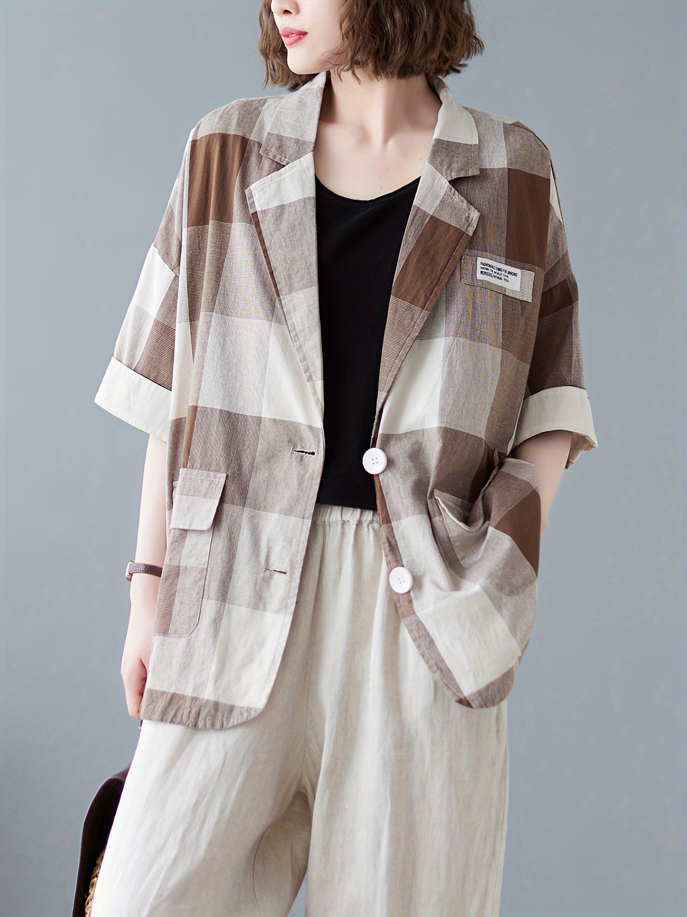 Carrés Déstructurés | Veste Oversize à Motif Patchwork