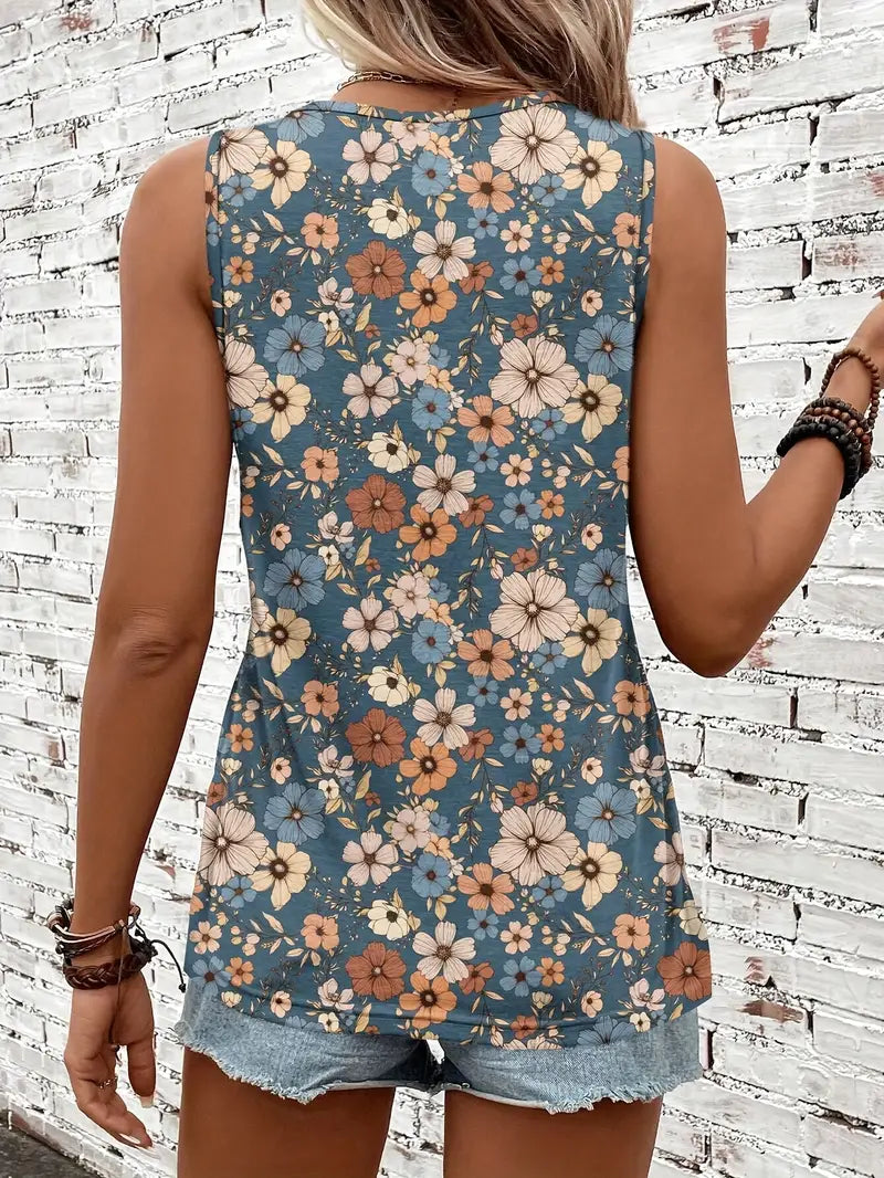 Fleur Sauvage | Top Sans Manches à Imprimé Floral Vintage