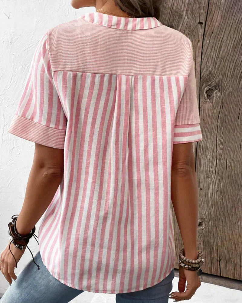 Blouse Rayée Douceur Pastel | Élégance Décontractée