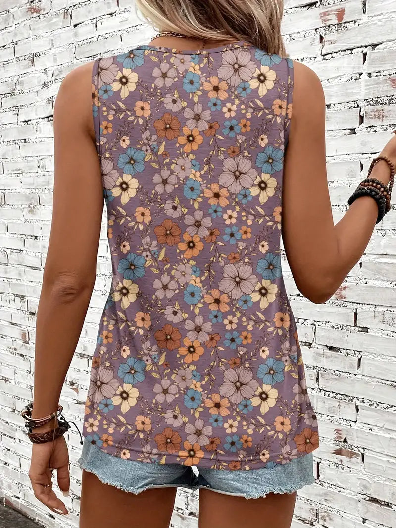 Fleur Sauvage | Top Sans Manches à Imprimé Floral Vintage