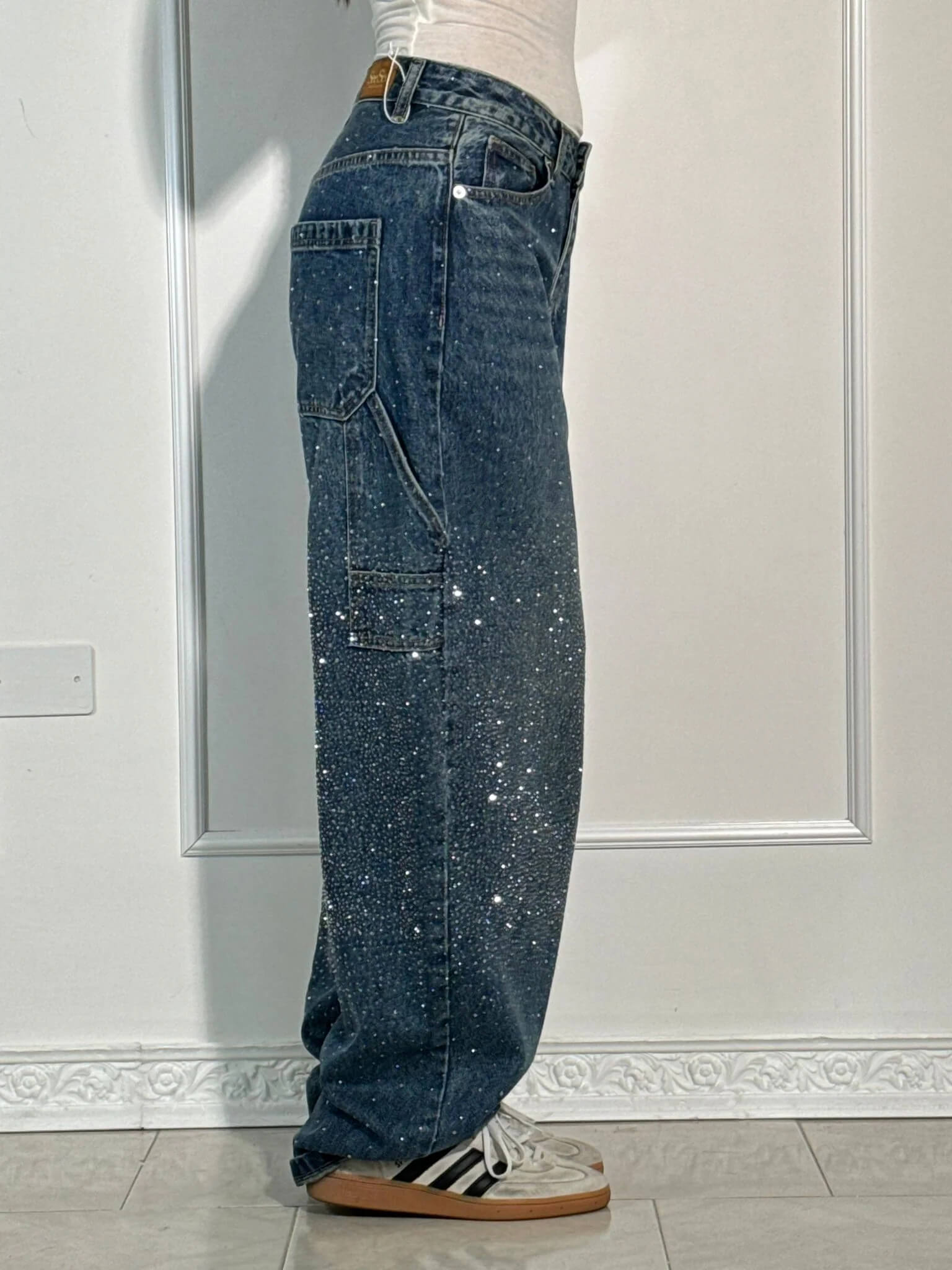 Jean Large Brillant | Denim | Coupe Oversize Scintillante