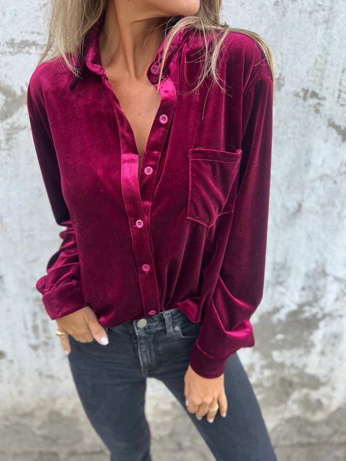 Chemise Velours Fluide | Élégance Intemporelle et Douceur Luxueuse