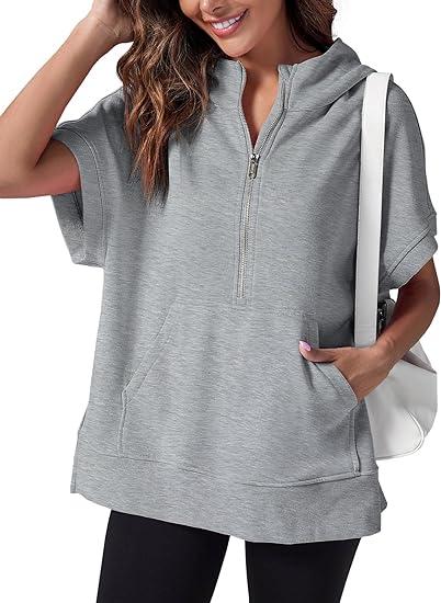 Sweat à Capuche Zippé | Confort & Décontracté | Manches Courtes