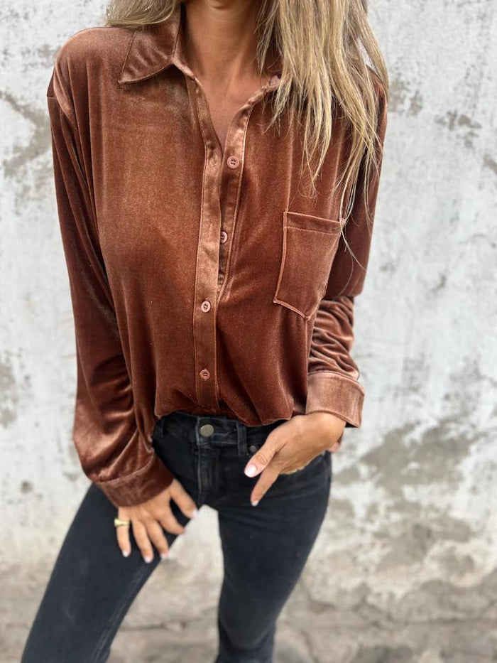 Chemise Velours Fluide | Élégance Intemporelle et Douceur Luxueuse