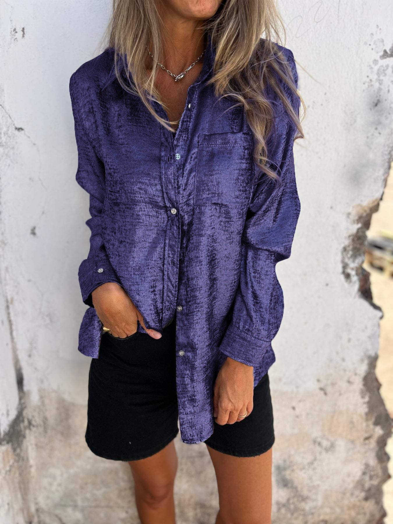 Chemise Métallisée Argentée | Effet Lumière & Touche Audacieuse