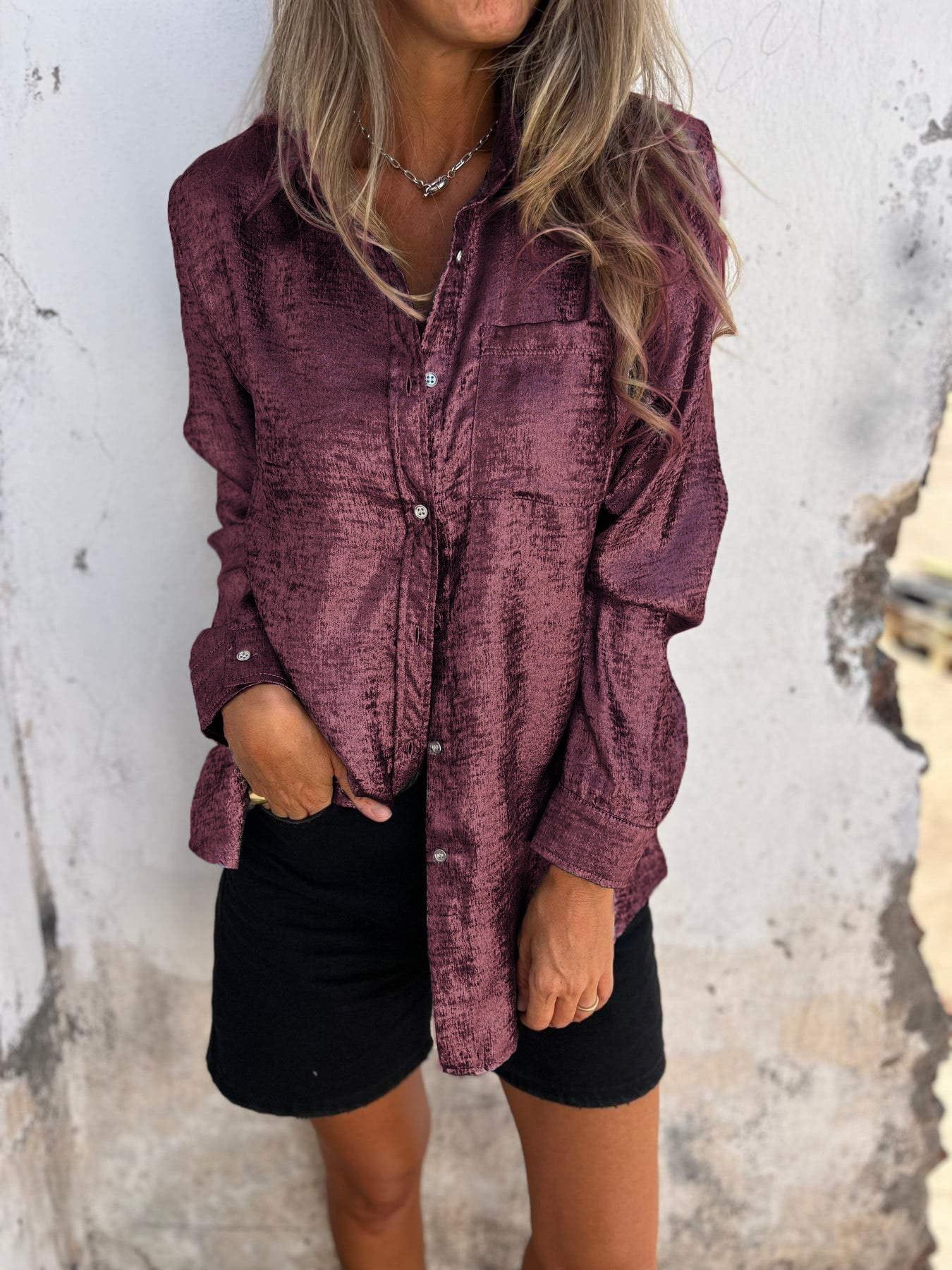 Chemise Métallisée Argentée | Effet Lumière & Touche Audacieuse