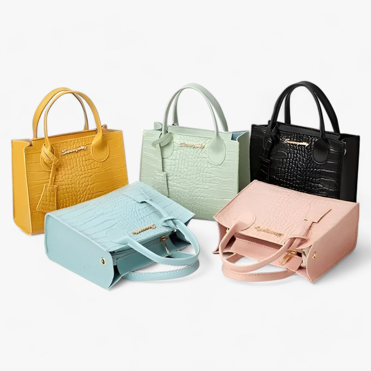 Sac Cabas Effet Croco | Élégance Structurée | Simili Cuir