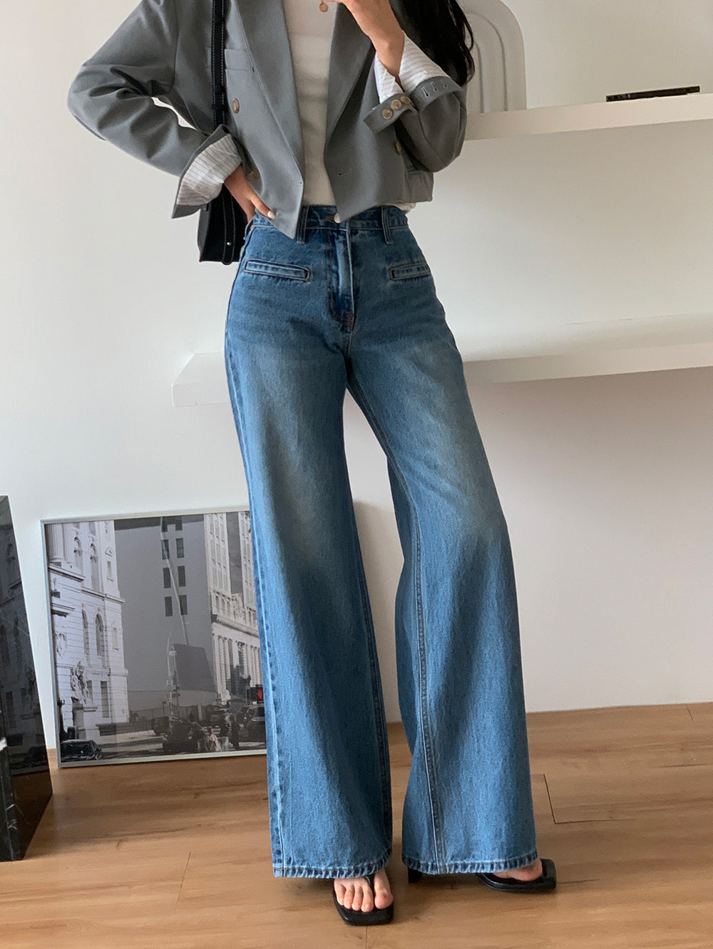 Jean Taille Haute Évasé | Silhouette Allongée et Style Vintage