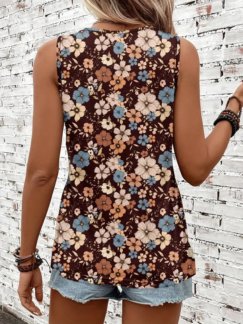 Fleur Sauvage | Top Sans Manches à Imprimé Floral Vintage