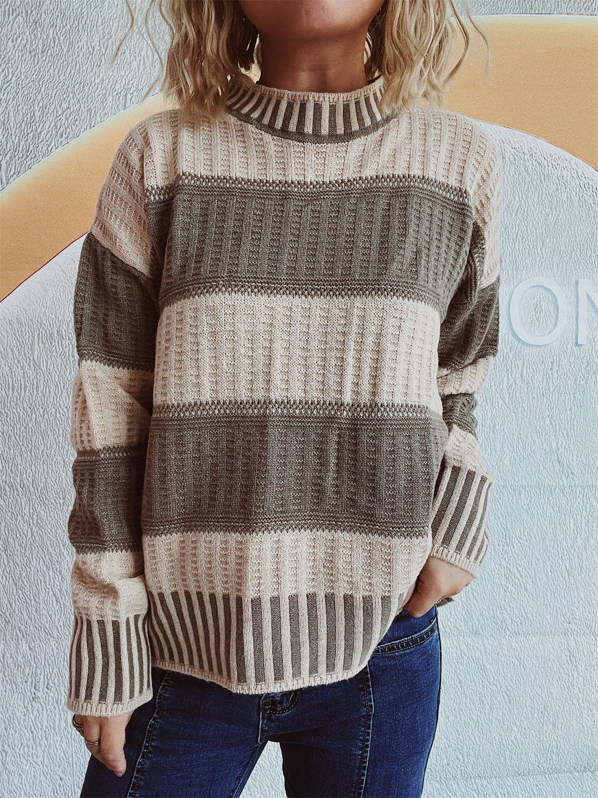 Pull en Maille | Rayures Élégantes | Chaud & Confortable