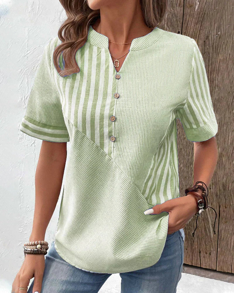 Blouse Rayée Douceur Pastel | Élégance Décontractée
