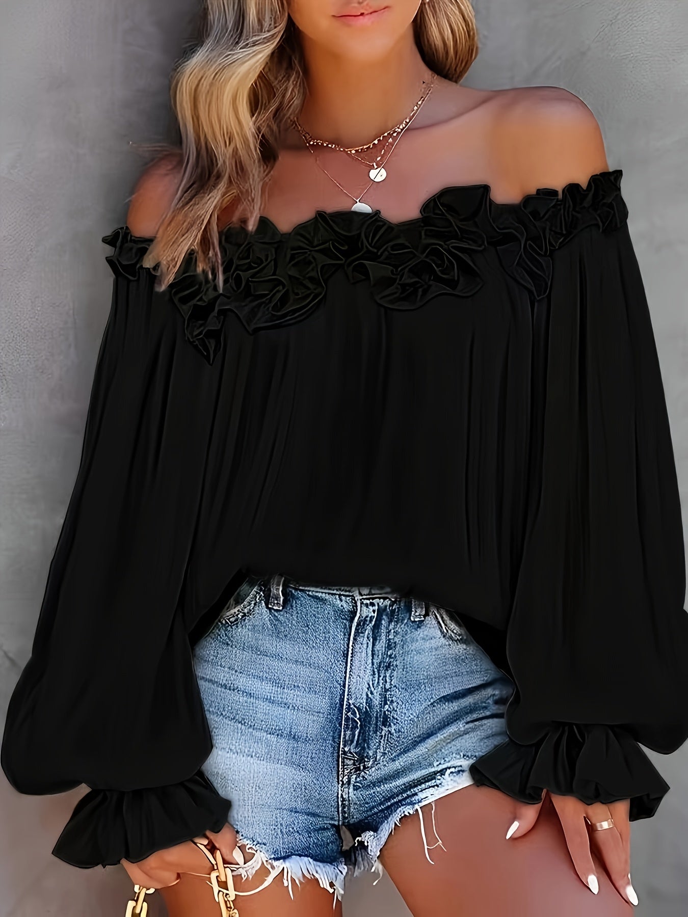 Blouse Épaules Dénudées à Volants | Élégante et Aérienne