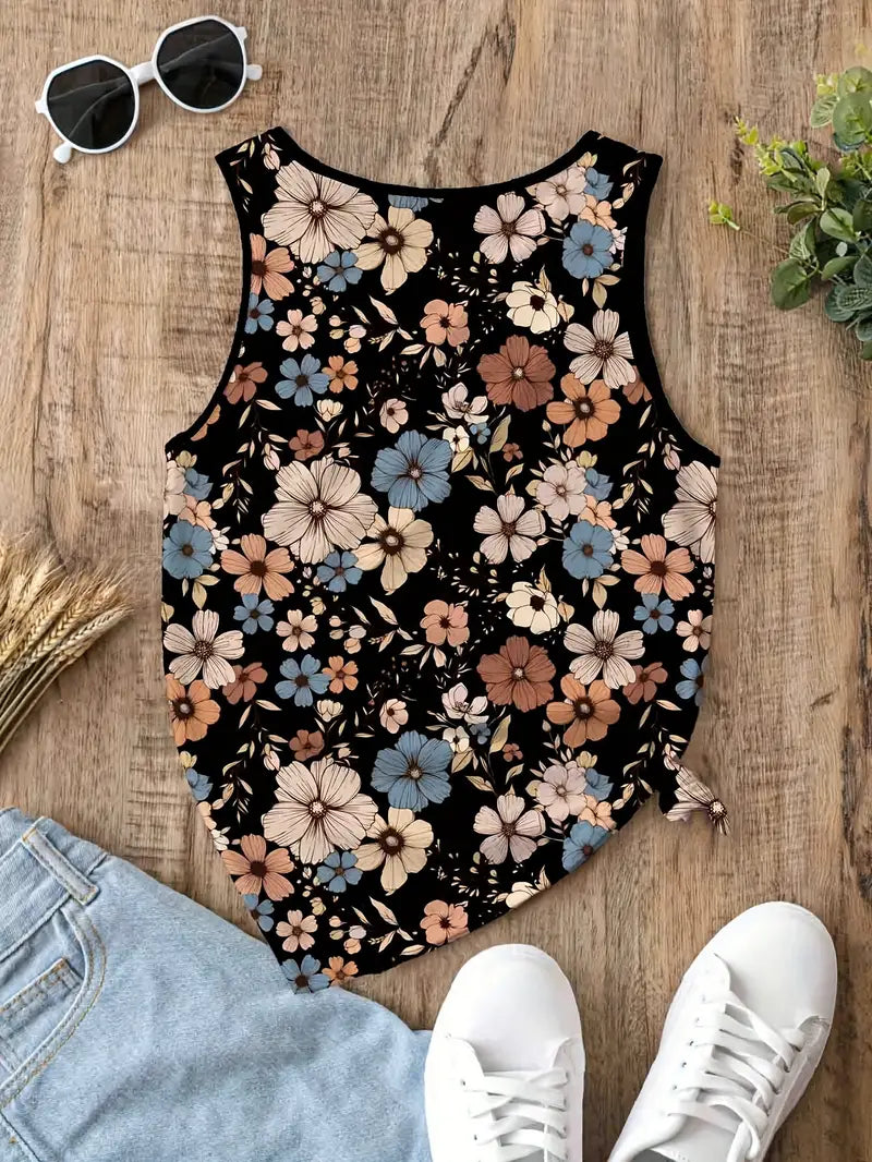 Fleur Sauvage | Top Sans Manches à Imprimé Floral Vintage