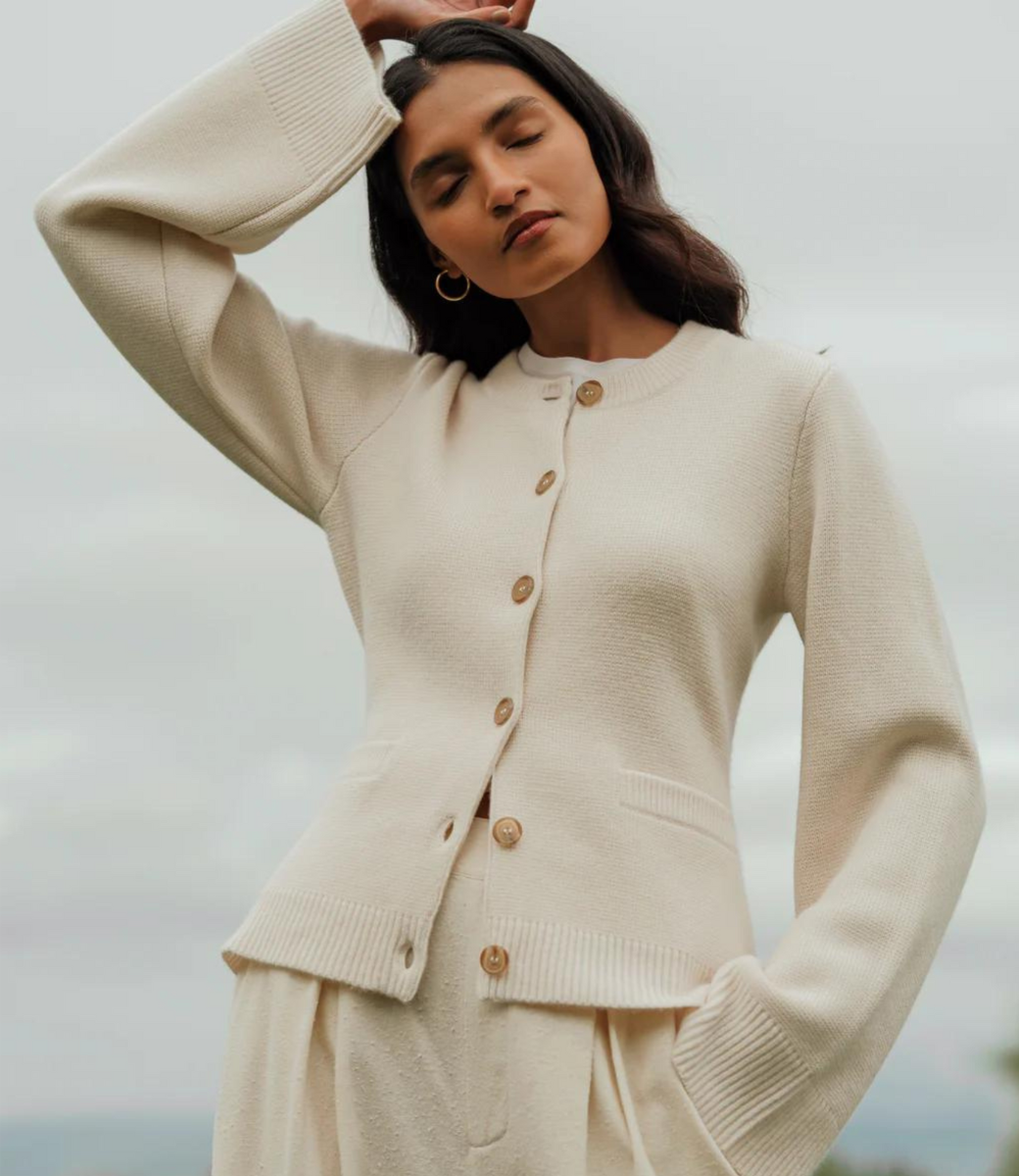 Elise - Cardigan Épuré | Laine Douce | Élégance Naturelle