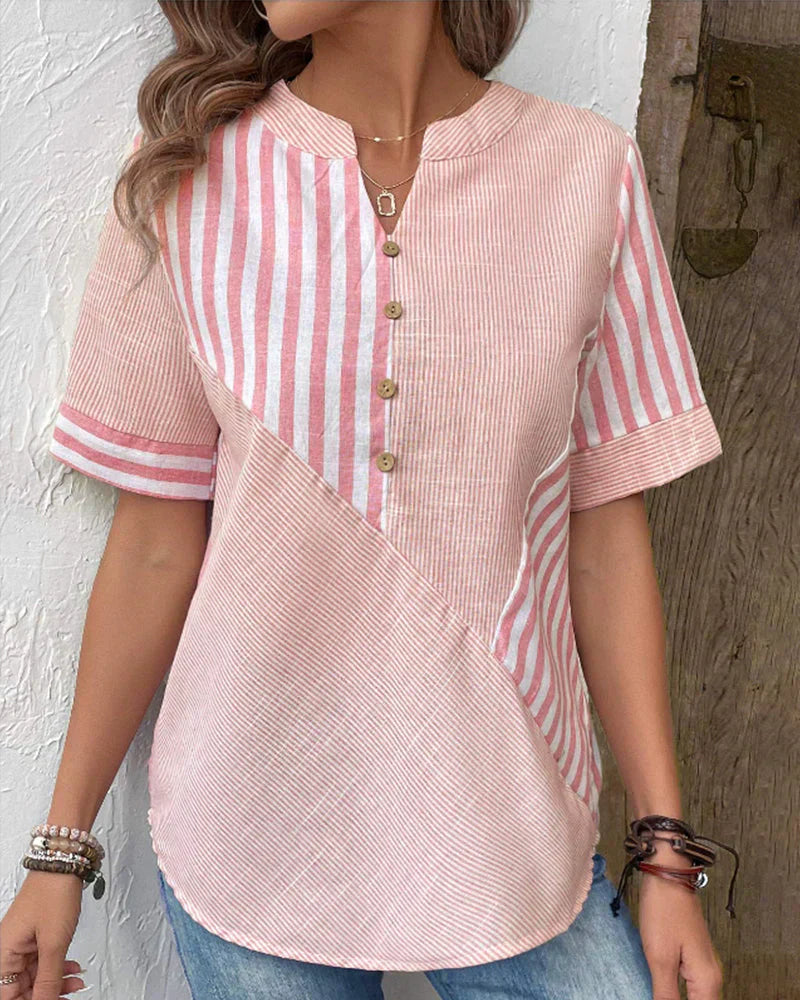Blouse Rayée Douceur Pastel | Élégance Décontractée