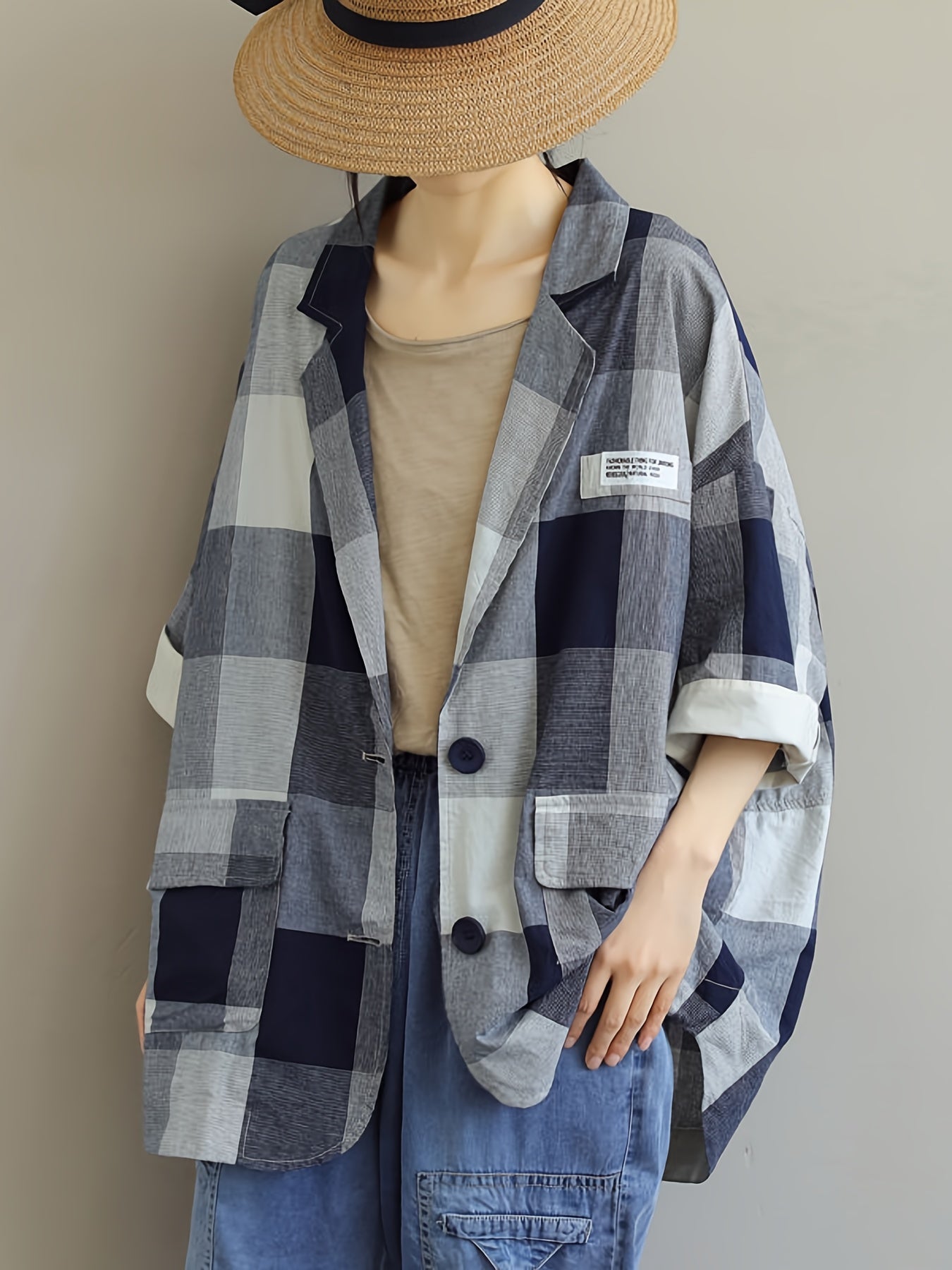 Carrés Déstructurés | Veste Oversize à Motif Patchwork
