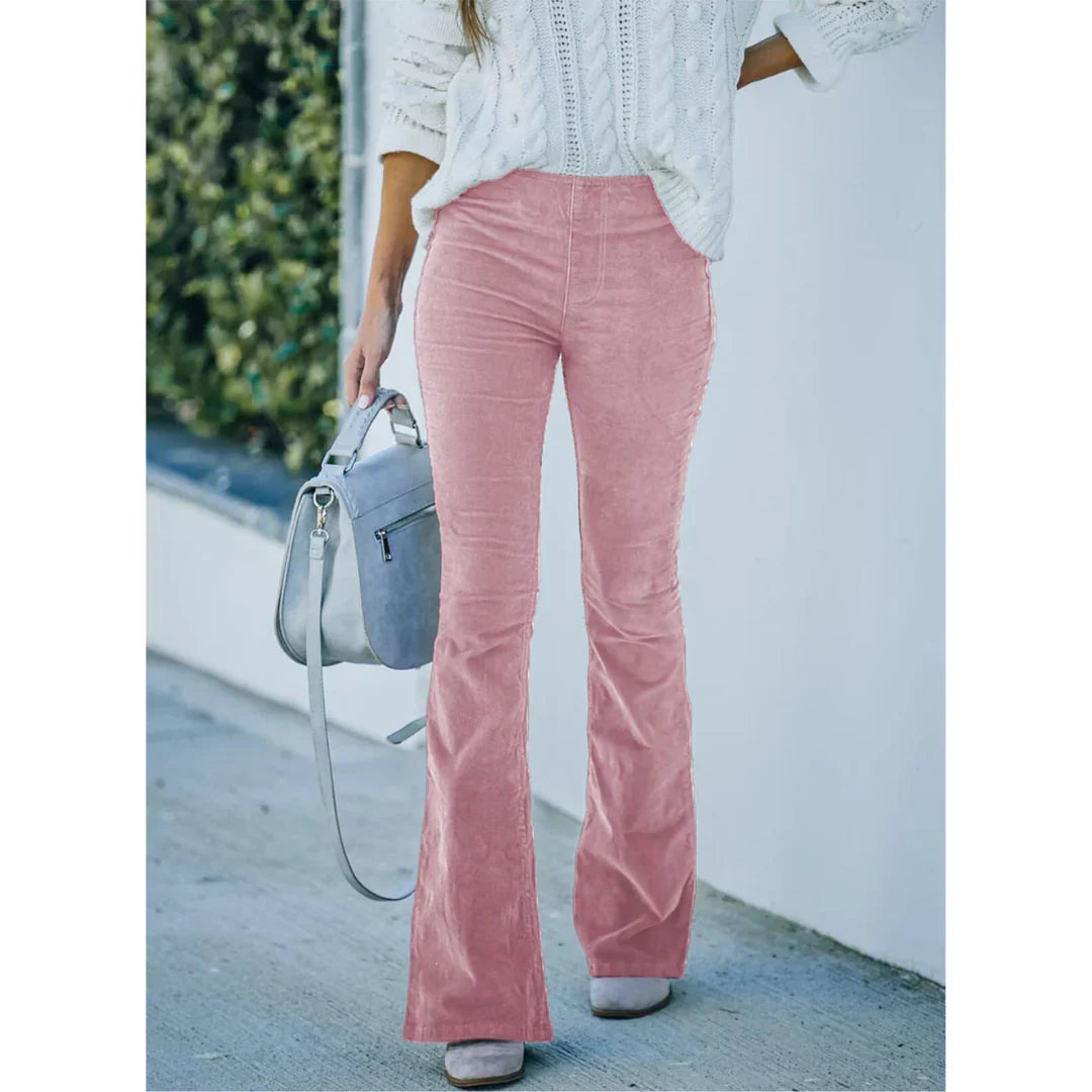 Pantalon Évasé en Velours | Taille Haute | Style Rétro