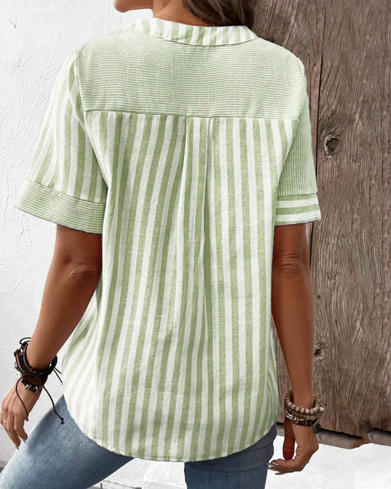 Blouse Rayée Douceur Pastel | Élégance Décontractée