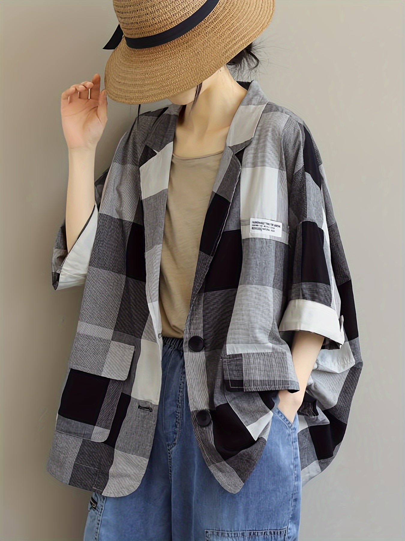 Carrés Déstructurés | Veste Oversize à Motif Patchwork