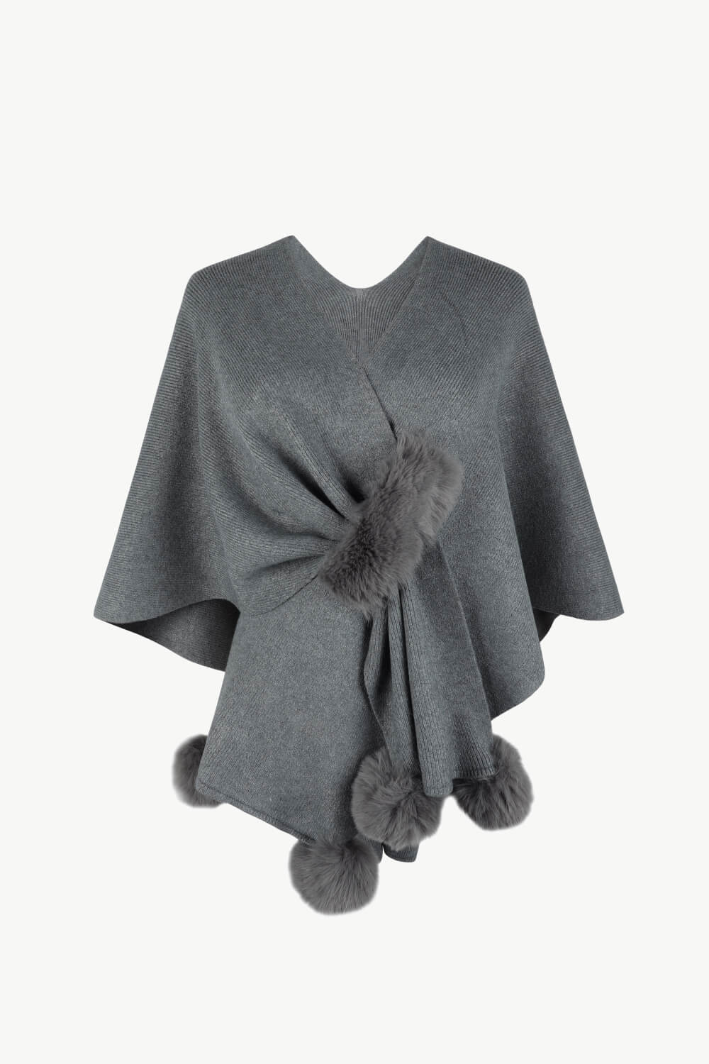 Poncho en Maille avec Pompons | Chic & Doux | Élégance Hivernale