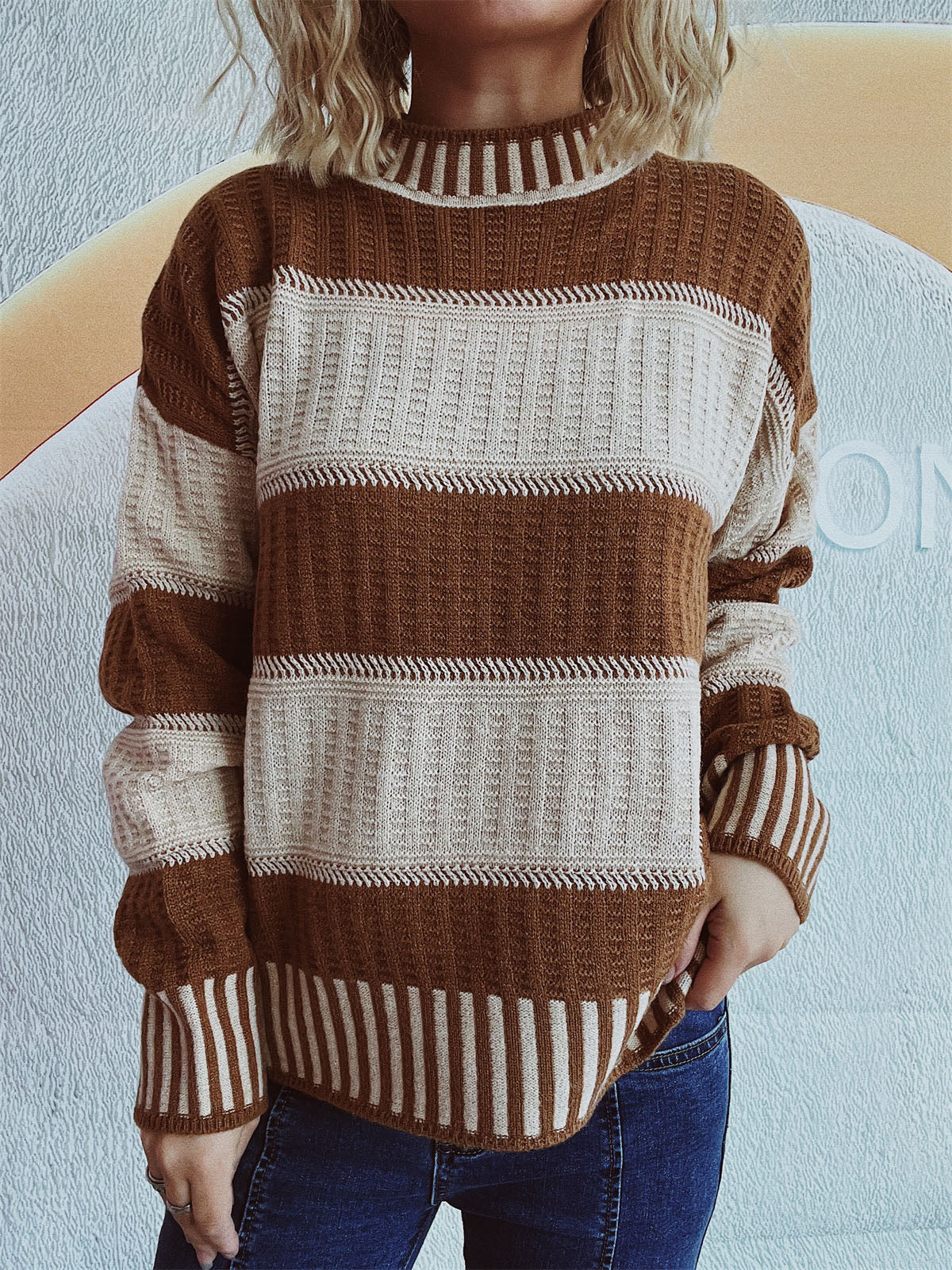 Pull en Maille | Rayures Élégantes | Chaud & Confortable