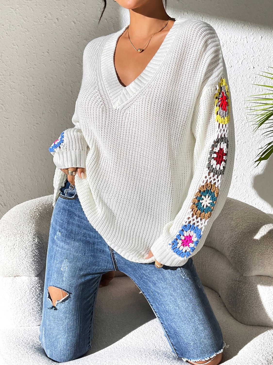 Pull en Maille avec Détails Crochet | Bohème & Doux | Style Décontracté