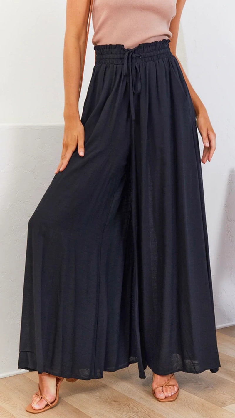 Pantalon Large à Taille Élastique | Fluidité Décontractée et Élégance Naturelle