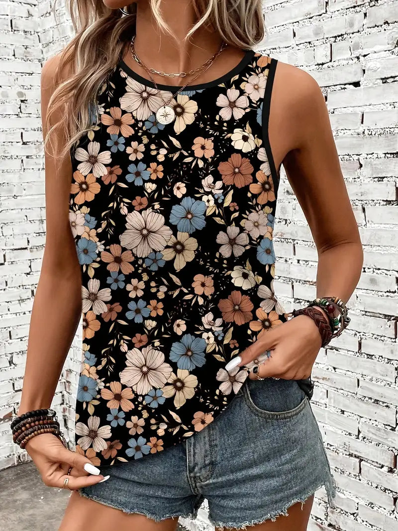 Fleur Sauvage | Top Sans Manches à Imprimé Floral Vintage