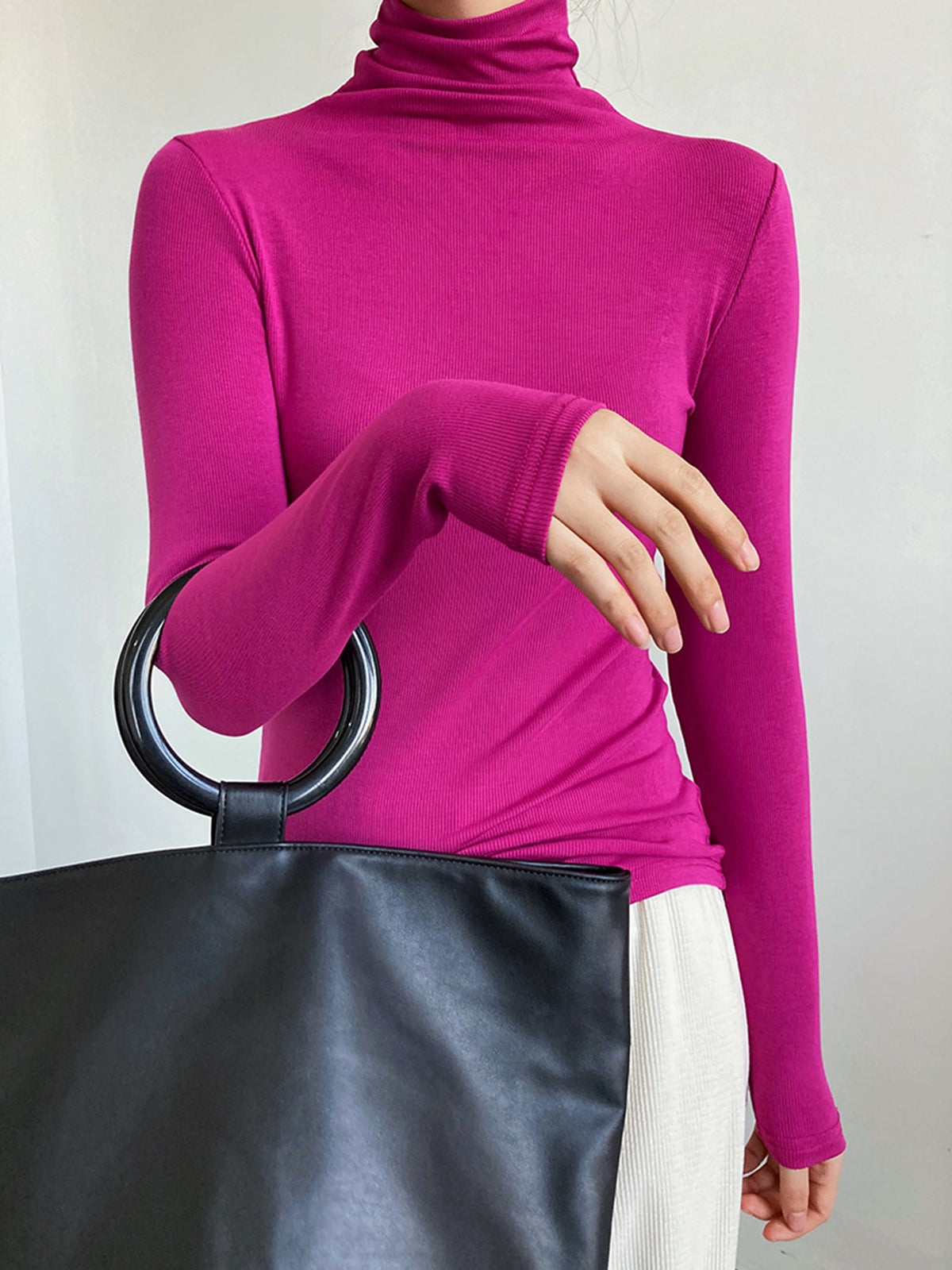 Col Roulé Noir | Coton Stretch | Minimalisme Essentiel