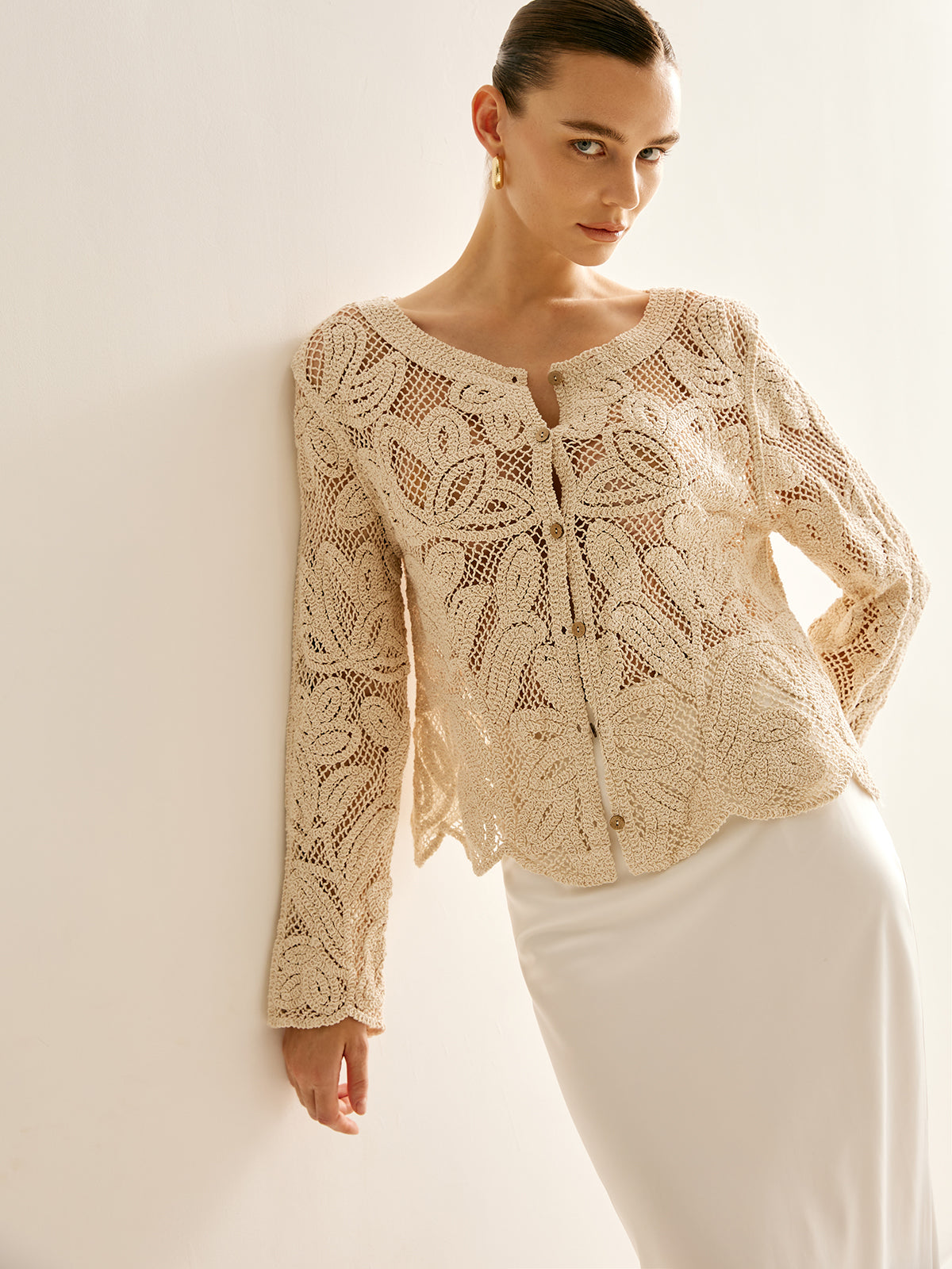 Cardigan en Crochet Floral | 100 % Coton | Léger et Bohème