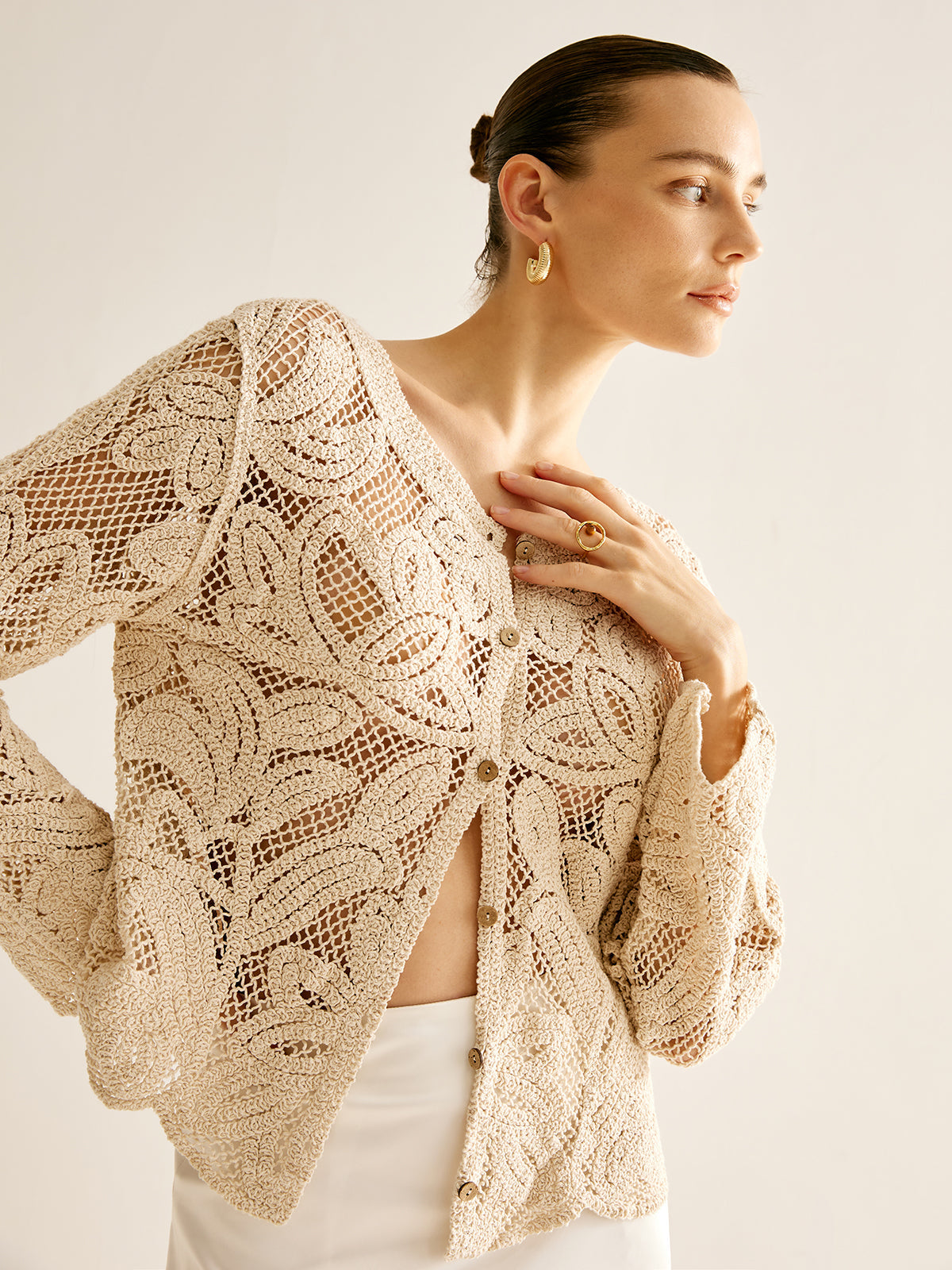 Cardigan en Crochet Floral | 100 % Coton | Léger et Bohème