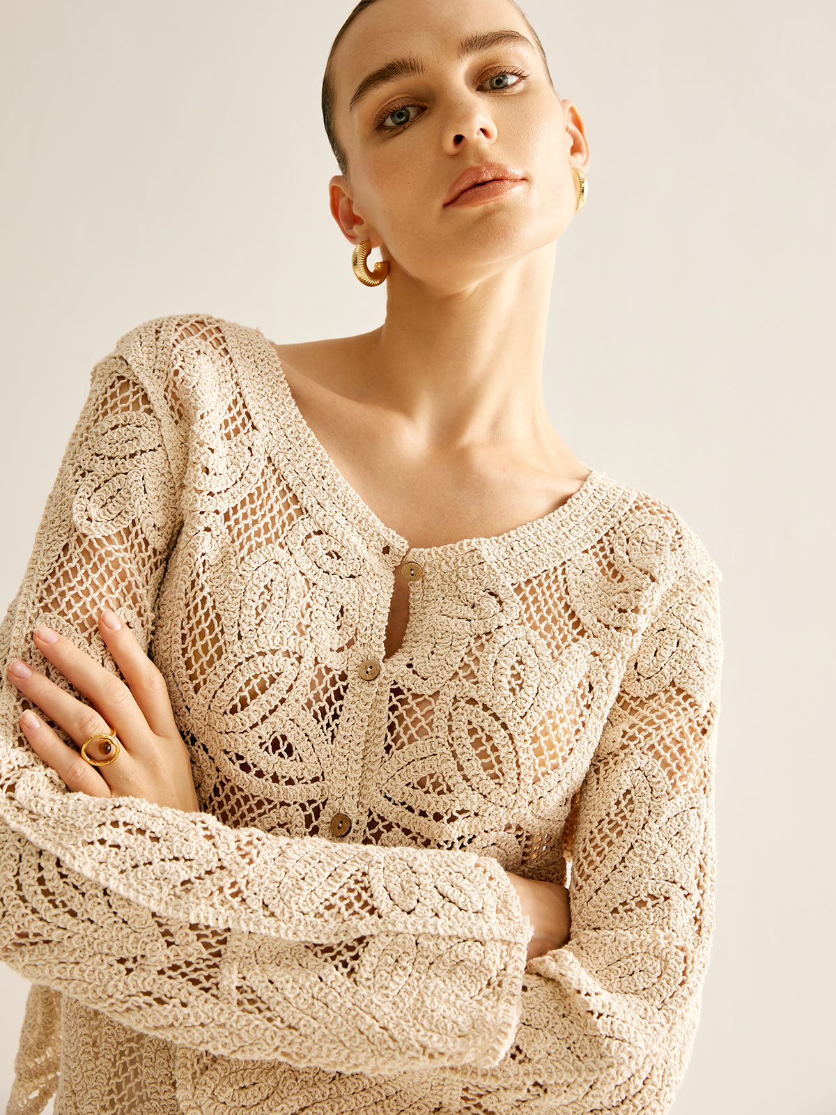 Cardigan en Crochet Floral | 100 % Coton | Léger et Bohème