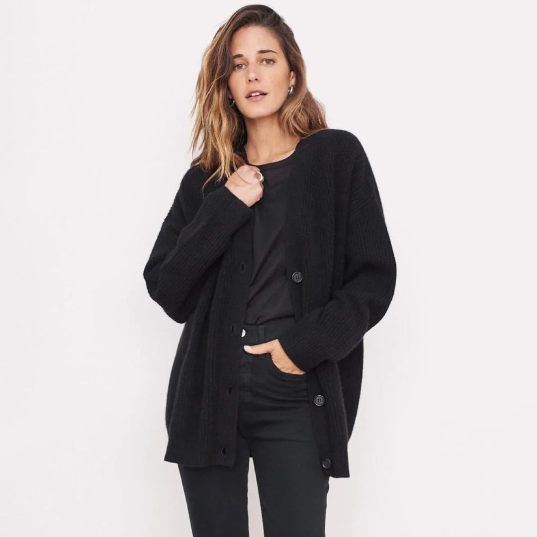 Gilet Oversize Noir | Coton | Doux, Minimaliste et Confortable