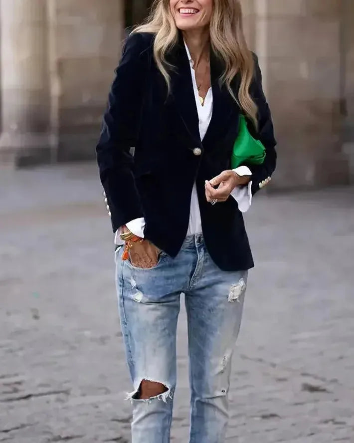 Coline | Blazer Femme Chic avec Détails Dorés