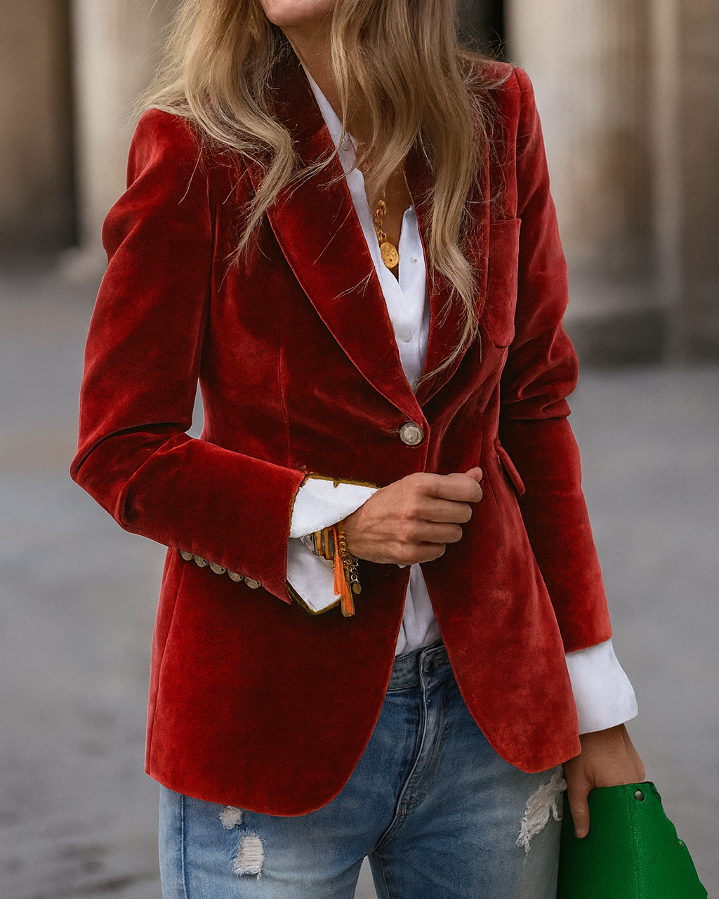 Coline | Blazer Femme Chic avec Détails Dorés