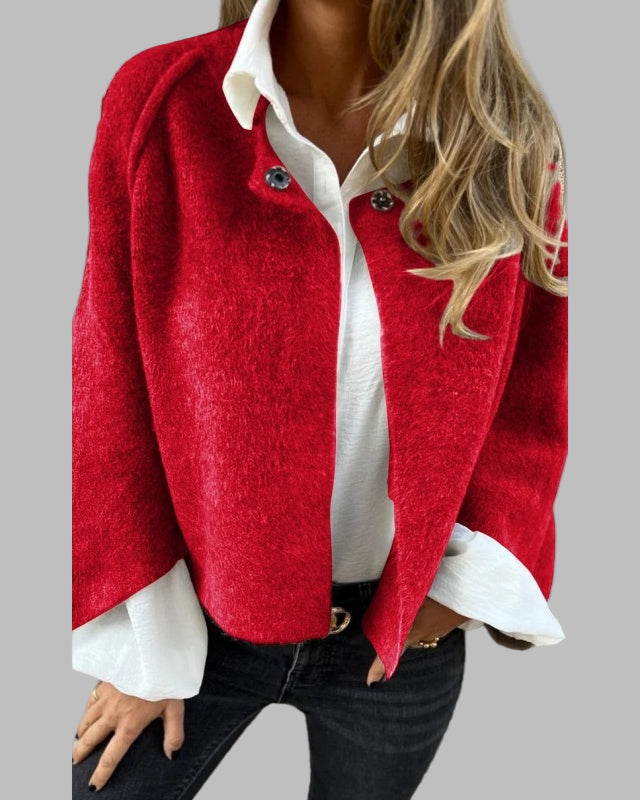 Solène | Manteau Court Élégant pour Femme à Manches Évasées