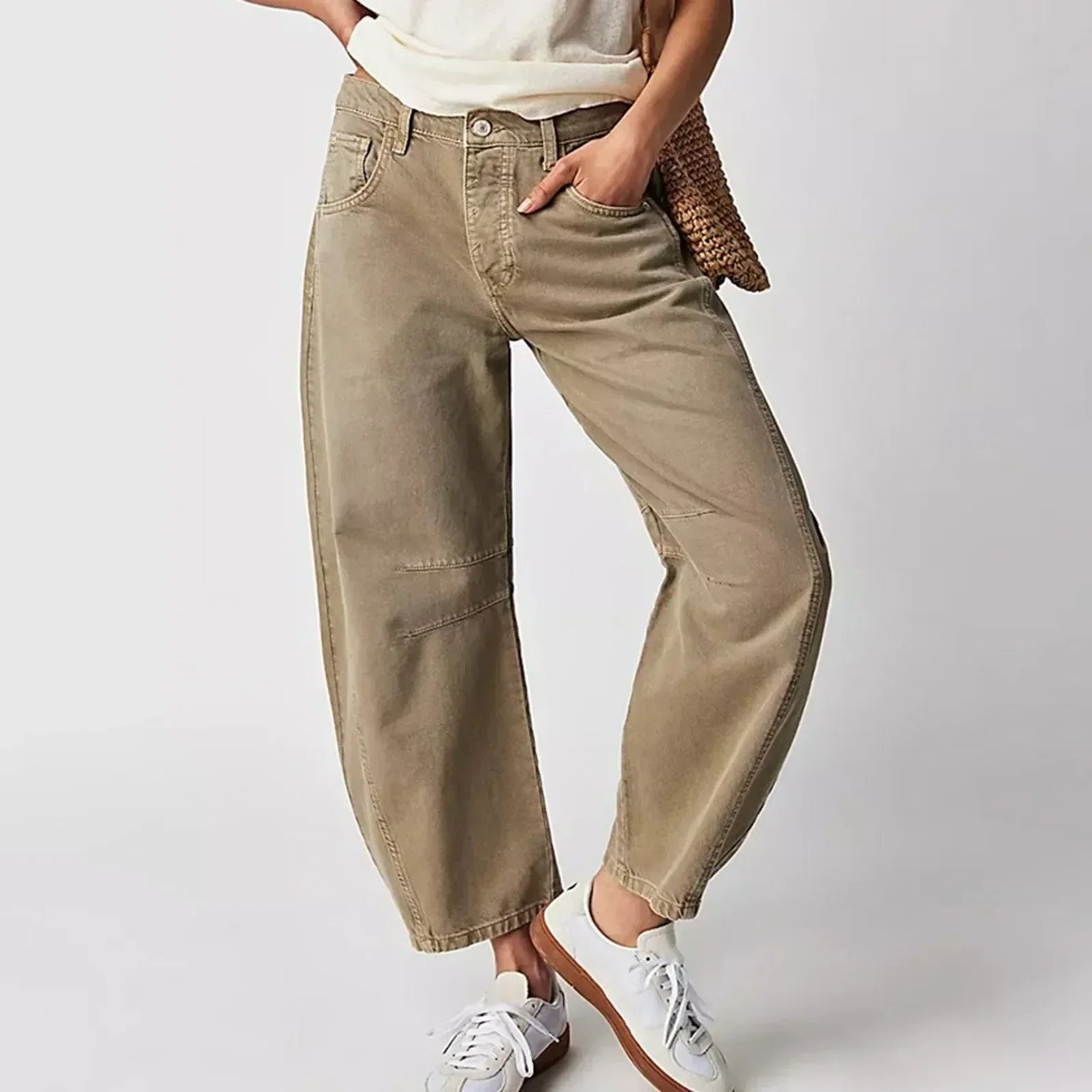 Pantalon Jambe Ballon Femme | Taille Haute | 100% Coton Confortable