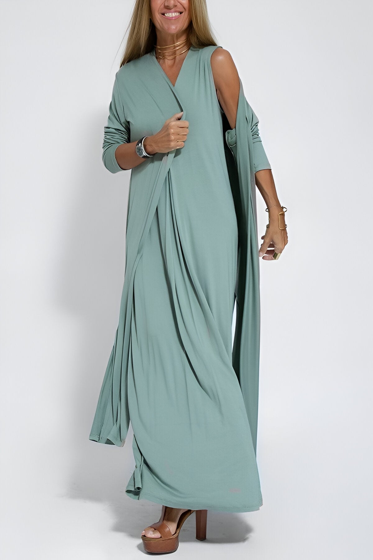 Robe Longue Fluide | Sans Manches | Élégance Minimaliste