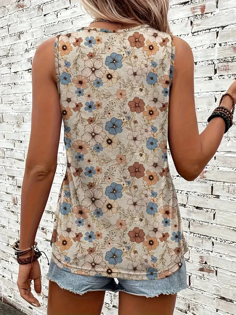 Fleur Sauvage | Top Sans Manches à Imprimé Floral Vintage