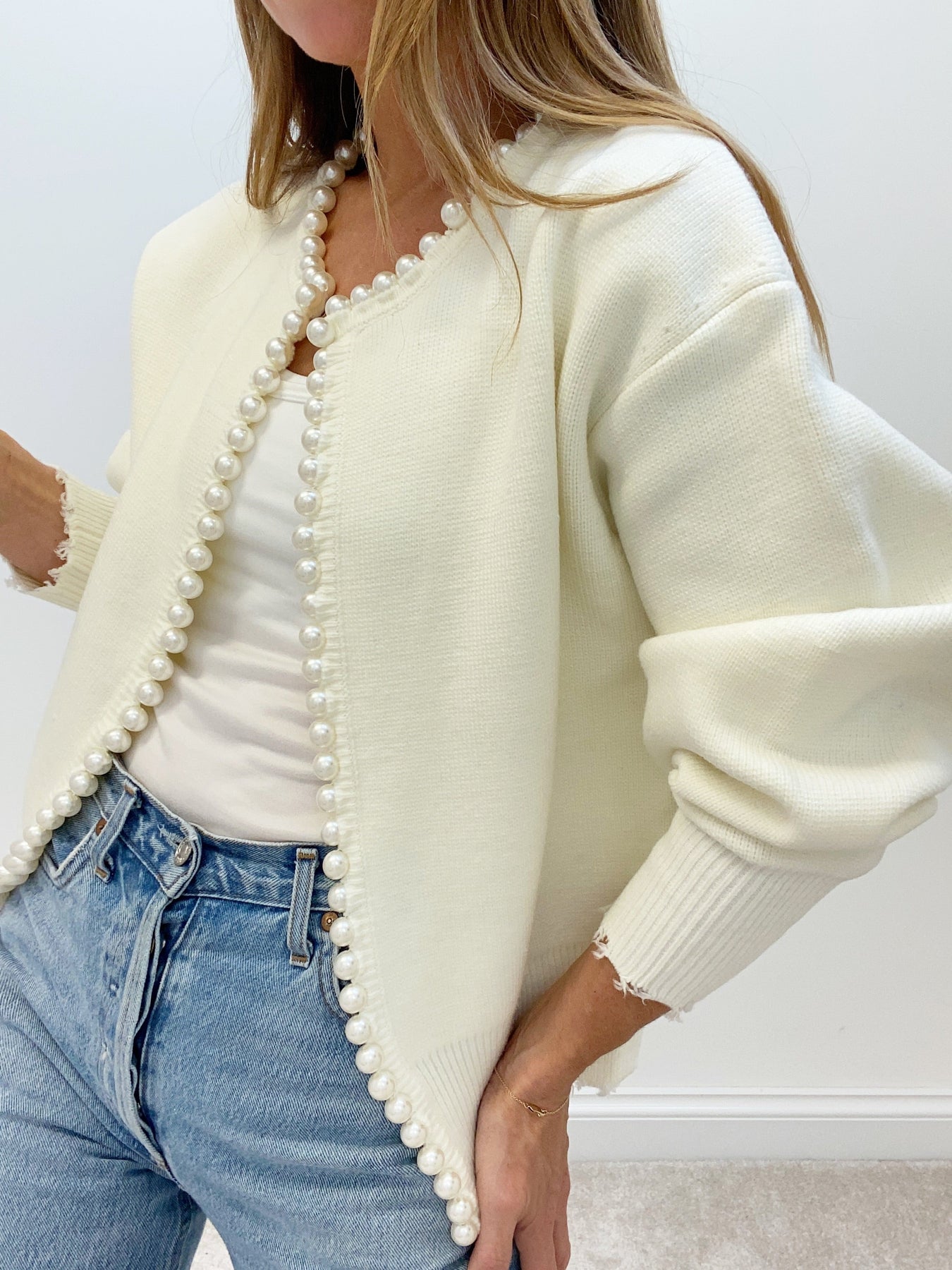 Cardigan avec Perles | Coupe Ample | Élégance Décontractée