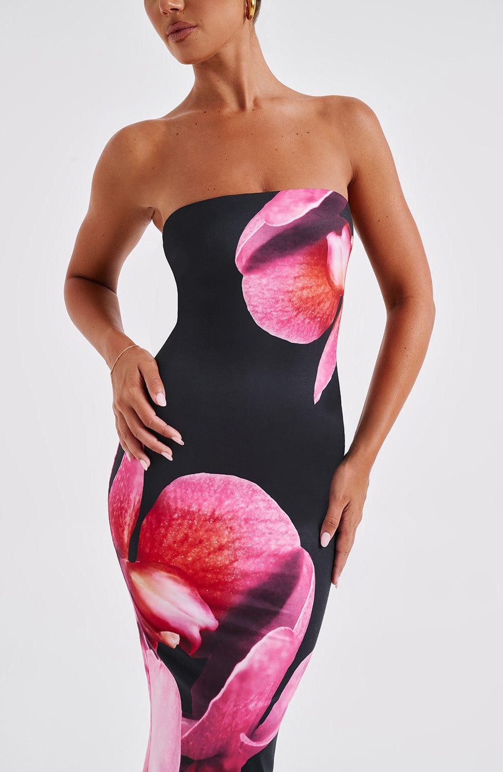 Robe Longue Bustier | Élégante & Audacieuse | Imprimé Floral