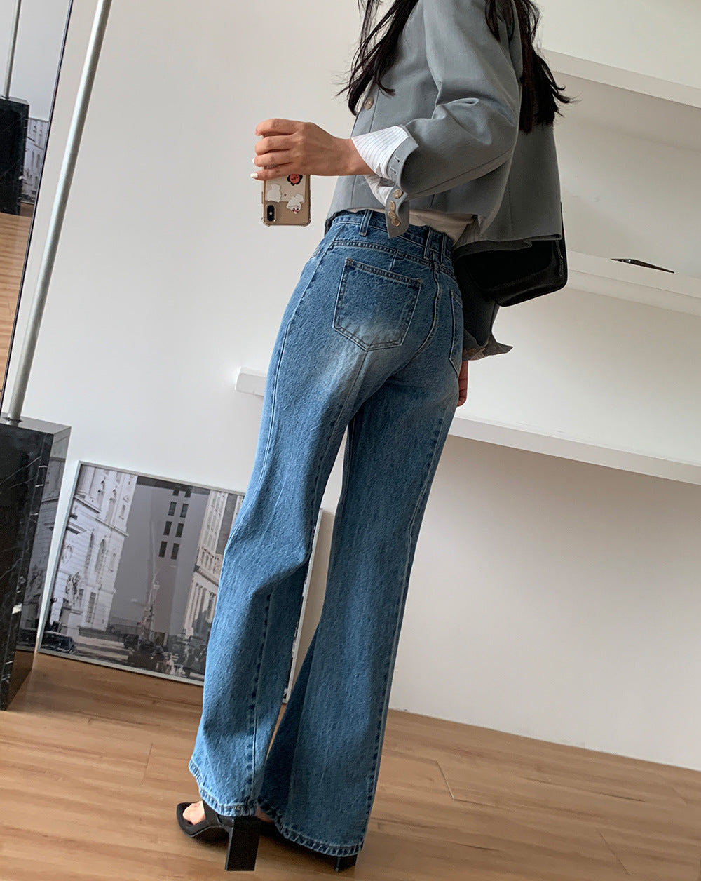 Jean Taille Haute Évasé | Silhouette Allongée et Style Vintage