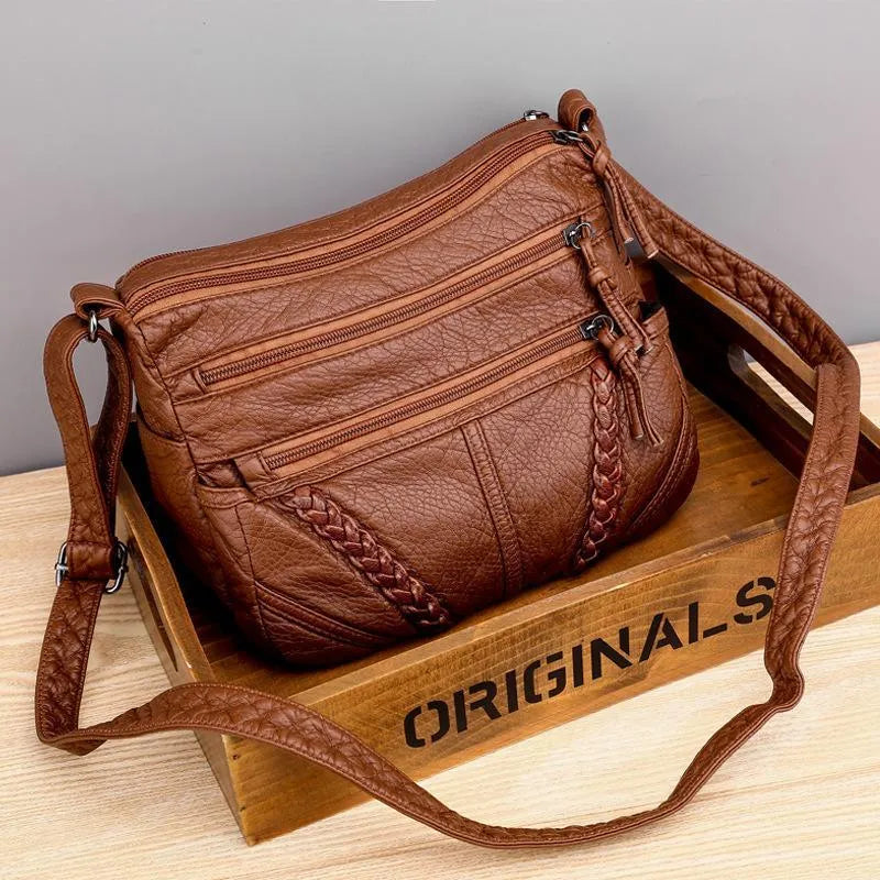 Sac Bandoulière Marron | Similicuir Vintage | Pratique & Authentique