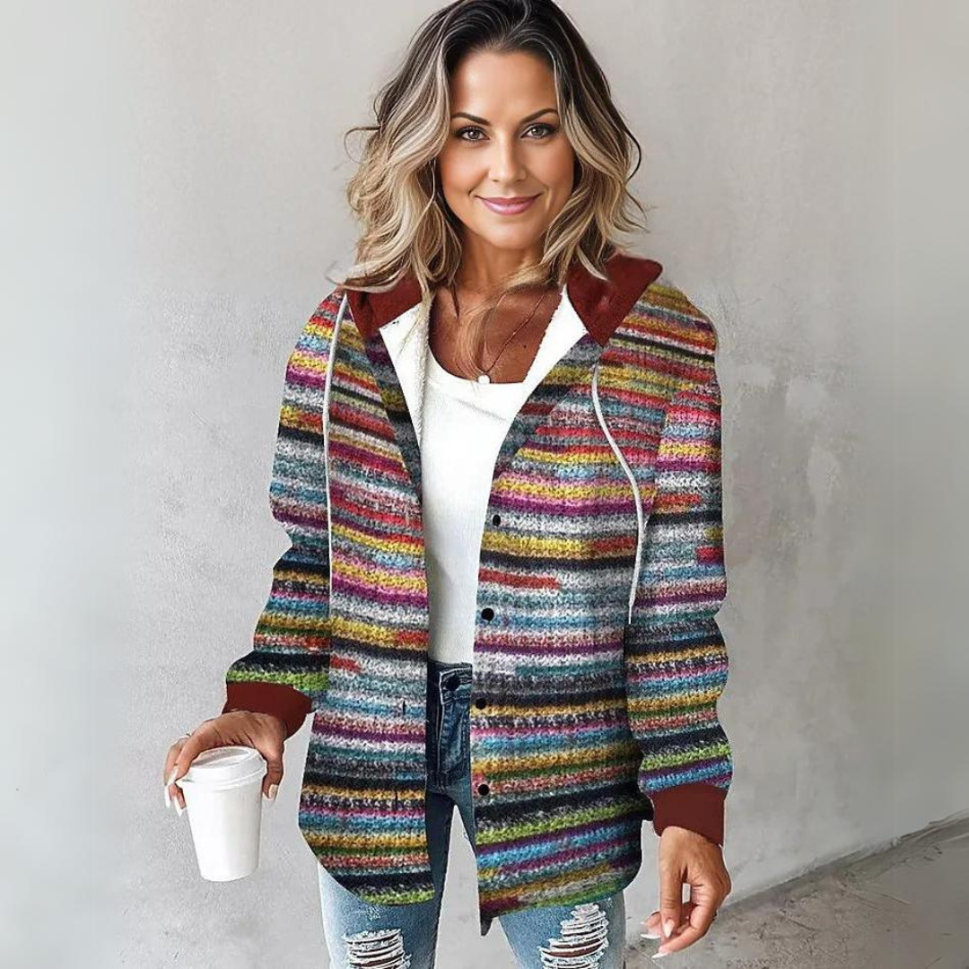 Veste à Capuche Effet Laine | Style Bohème | Chaleur & Confort