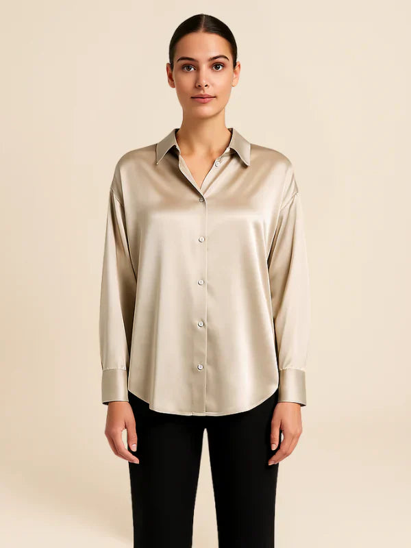 Lumière Satinée | Chemise Oversize Brillance Chic Femme