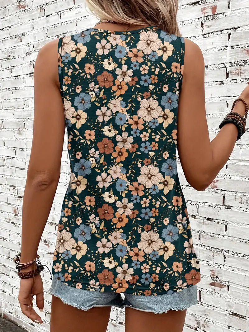 Fleur Sauvage | Top Sans Manches à Imprimé Floral Vintage