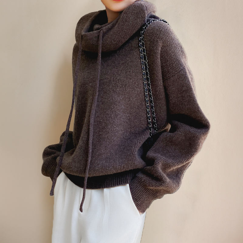 Pull Oversize | Col Roulé & Cordons | Confort & Élégance