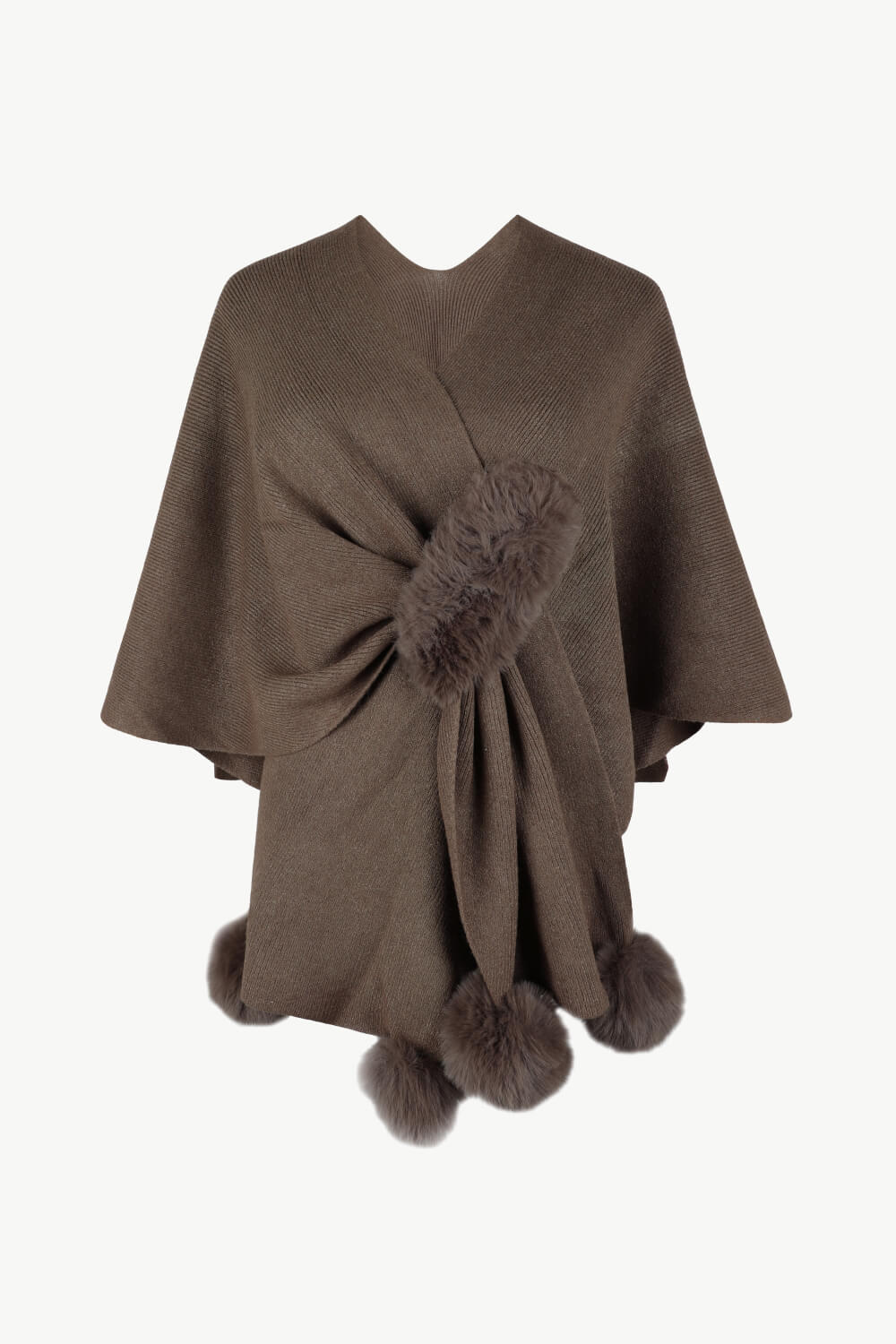 Poncho en Maille avec Pompons | Chic & Doux | Élégance Hivernale