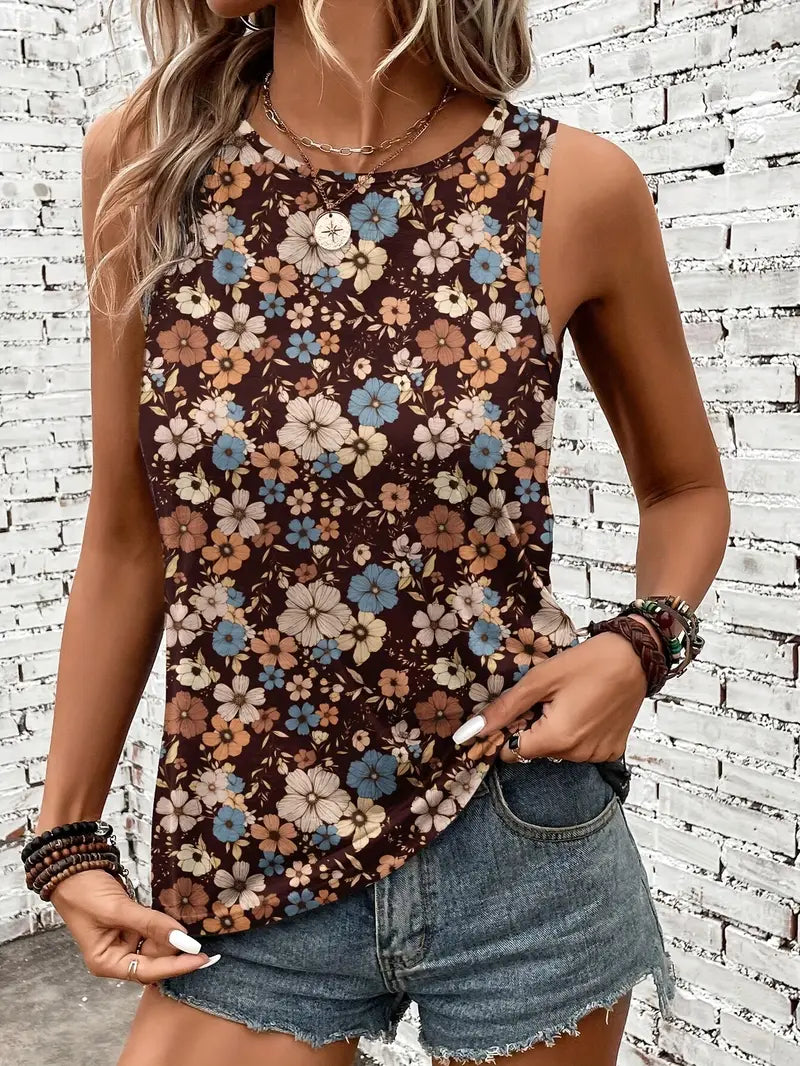Fleur Sauvage | Top Sans Manches à Imprimé Floral Vintage